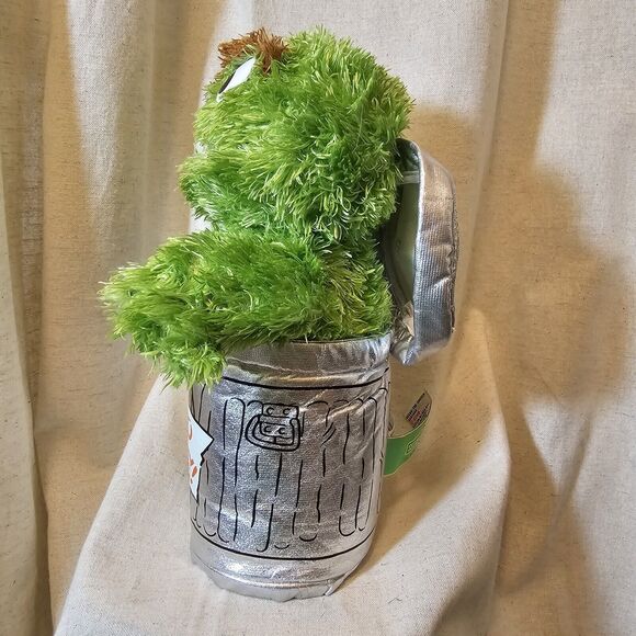 2015 Gund Sesame Street Oscar The Grouch Silver Garbage Can Go Away Plush Shaggy - Picture 3 of 11